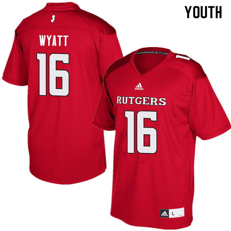 Youth #16 Tommy Wyatt Rutgers Scarlet Knights College Football Jerseys Sale-Red - Click Image to Close